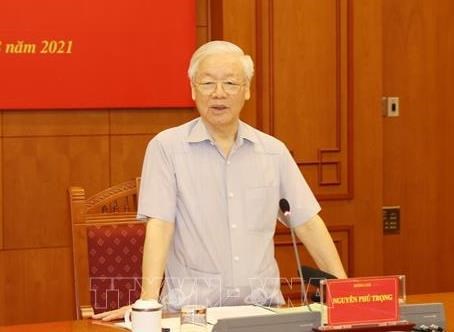 Tổng Bí thư Nguyễn Phú Trọng yêu cầu, BCĐ phải chỉ đạo tất cả các cấp, ngành đồng bộ, không làm thay. (Ảnh: TTXVN)