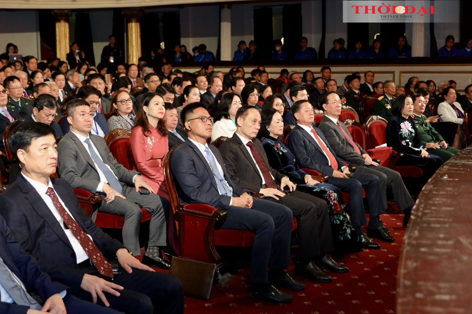 Chủ tịch nước Võ Văn Thưởng và các đại biểu tham dự lễ kỷ niệm. (Ảnh: Đinh Hòa)
