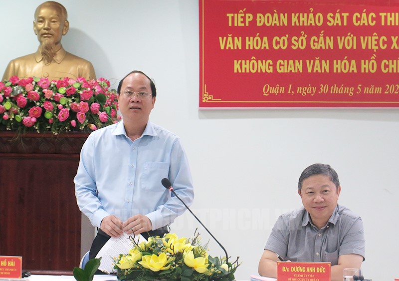 Phó Bí thư Thường trực Thành ủy TPHCM Nguyễn Hồ Hải phát biểu tại buổi làm việc